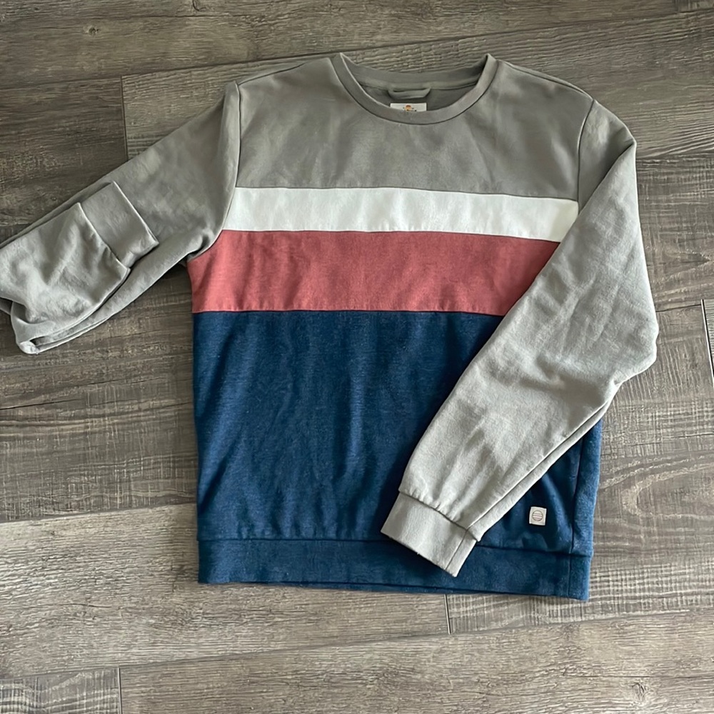 NWOT Marine Layer Sweatshirt Olive Green Terracotta Navy Blue Stripe Medium